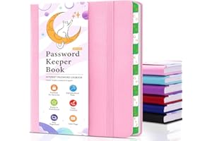 METEOROCK Password Book with Alphabetical Tabs, 11.5 x 15.5 cm Password Book for Seniors, Internet Password Book for Website Log in, Small Password Keeper Book, Password Notebook to Stay Organized - Pink