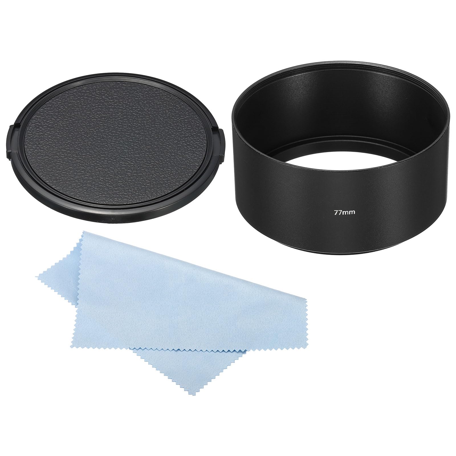 PATIKIL 77mm Lens Hood, Long Focus Frosted Surface Anti-reflective Inside Hood with Cap and Cleaning Cloth for Camera Lens, Black for Nikon, for Fujifilm, for Pentax, for Leica