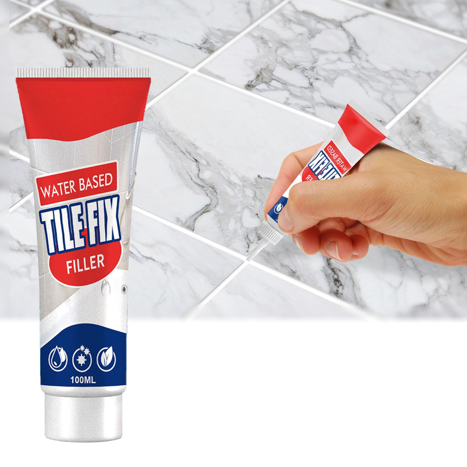 Water Based Tile Fix Filler Tile Joint Beautifier Tile Stick Wall Mortar Repair Waterproof Filler for Walls to Fill Cracks and Plaster Surface Anti-Mould Sealant for Bathroom Kitchen Floor