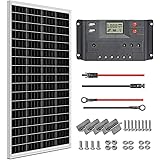 WEIZE 100 Watt 12 Volt Solar Panel Starter Kit, High Efficiency Monocrystalline PV Module for Home, Camping, Boat, Caravan, R