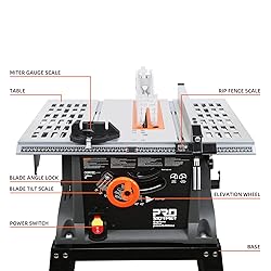 Table Saw 10 inch, Prostormer 15A Multifunctional