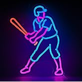 Retro Baseball Neon Light in Electric Blue & Pink - Vibrant LED Wall Decor for Game Room, TikTok Bedroom & Bar | Unique Aesthetic Gift for Teens, Girls & Adults (16.7x13", USB Powered)