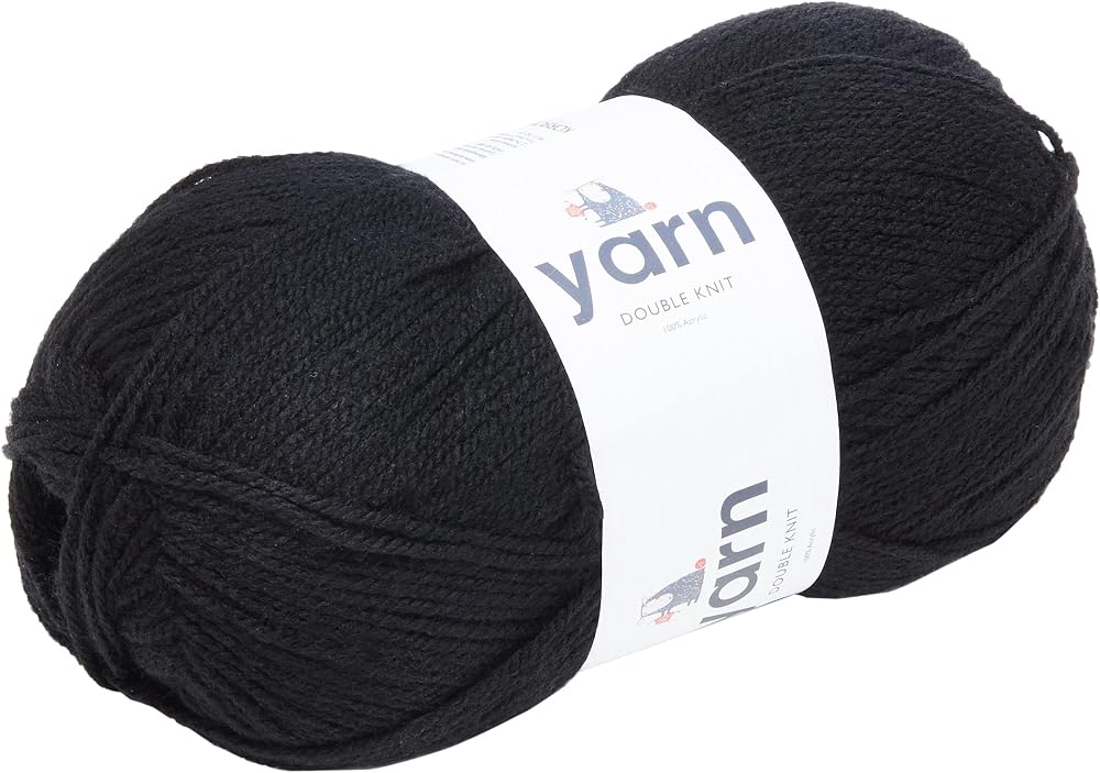 KORBOND DK Black Yarn 100g Acrylic Wool Lightweight Hypoallergenic