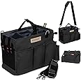 FifthStart Multiuse Cleaning Caddy with Waist & Shoulder Strap - Diaper Caddy & Beach Bag - 9 Pockets & Mesh Base - Adjustable Compartments (Black, Small)