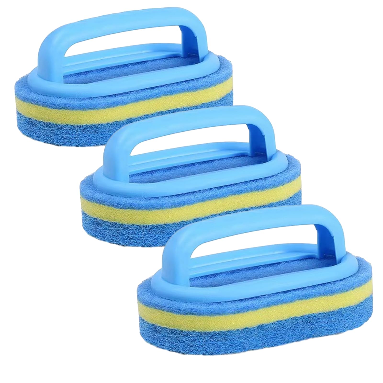 3 PCS Bathroom Cleaning Sponge, Bathroom Sponge, Sponge Brush with Handle for Kitchen/Handle Grip for Bathroom Kitchen, Suitable for kitchen and bathroom Bath Cleaning Brush