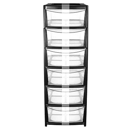 Crazygadget Plastic Extra Large Tower Storage 6 Drawers Chest Unit