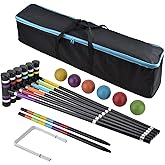 [6 Players]Premium Croquet Set for Families, BroWill Croquet Set with Carrying Bag for Yard Outdoor Lawn Backyard Games for Kids Adults All Ages, 35 Inch
