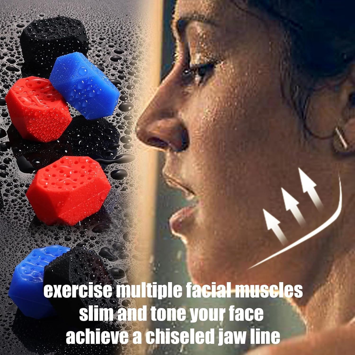 FGVOPJM Jaw Exerciser for Man and Woman 3 Resistance Levels (6 pcs) BPA Free Silicone Jawline Exerciser Gum Tablets Jaw Trainer & Jaw Shaper for Beginner, Intermediate & Advanced Users