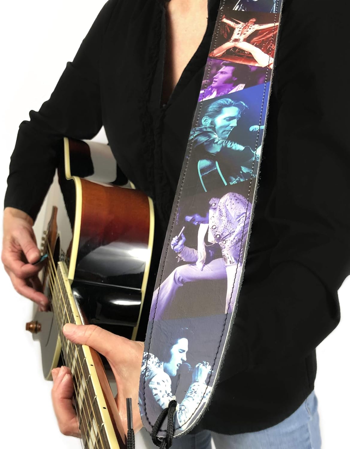 Perri's Leathers P25EPV-8264 Elvis, Leather Guitar Strap with High Resolution Imaging, Black, 5.08 x 5.08 x 5.08 cm - Image 4
