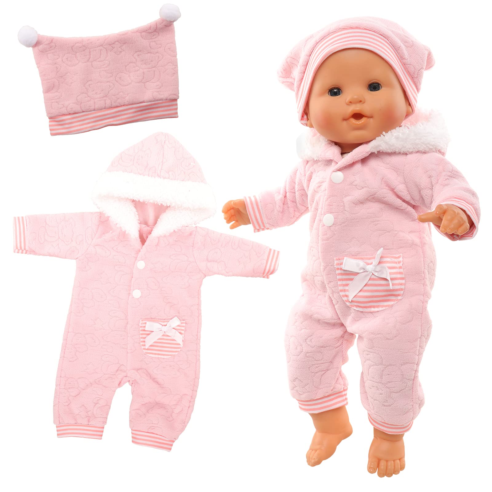Miunana Sweet Doll Clothes for 14 Inch 16 Inch 17 Inch 35-43 cm Born Baby Doll, Baby Doll Clothes Outfits (Pink)