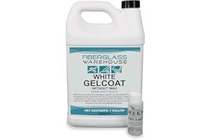 Fiberglass Warehouse Gel Coat – 1 Gallon White Gelcoat (No Wax) with 2 oz MEKP Catalyst, Easy Application Modified Polyester Resin – Durable and Safe – Ideal for Repairs, Composite Coating…