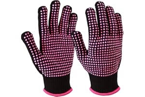 YANTAISIYU ‌2-Pack Heat-Resistant Gloves with Silicone Bumps Heat Blocking Gloves for Curling Hair Styling