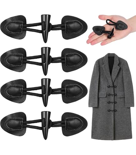 Toggle Buttons 4Pcs PU Leather Duffle Coat Toggles, Vintage Sew-On