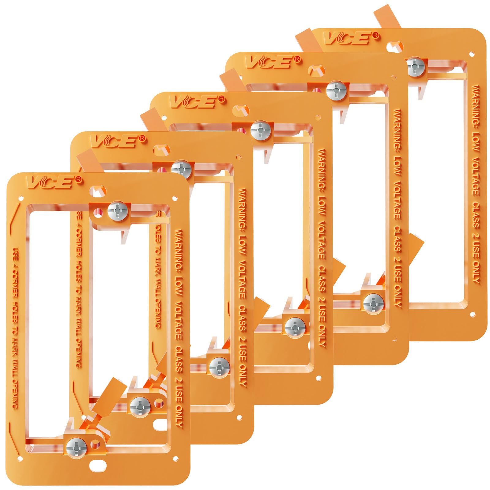 Photo 1 of VCE Low Voltage Mounting Bracket Single Gang Wall Plate, Flush Low Voltage Box for Network, HDMI, Coaxial, Speaker, Telephone Cables, Orange, 5 Pack