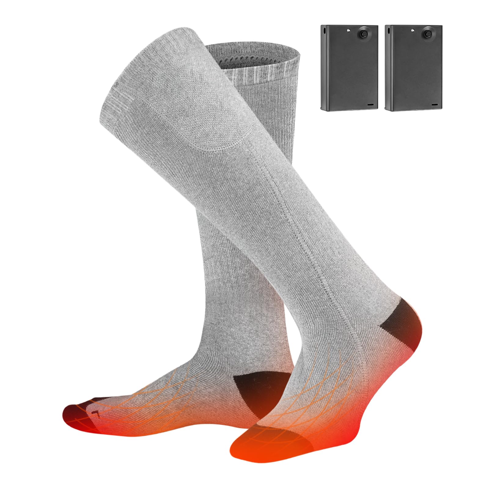 Heated Socks, MUTOUHE Electric Heated Socks for Men Women, Winter Warm Socks for Outdoor Sports - Camping, Hiking, Fishing, Cycling, Walking, Hunting, Motorcycling, Skating and Skiing (Grey)