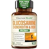 Glucosamine Chondroitin MSM Supplement – 3-in-1 Joint Supplements for Men and Women w/Glucosamine Sulfate 1500mg, Chondroitin Sulfate 1200mg & MSM 2000mg for Joint Health – FSA Eligible 150 Caps