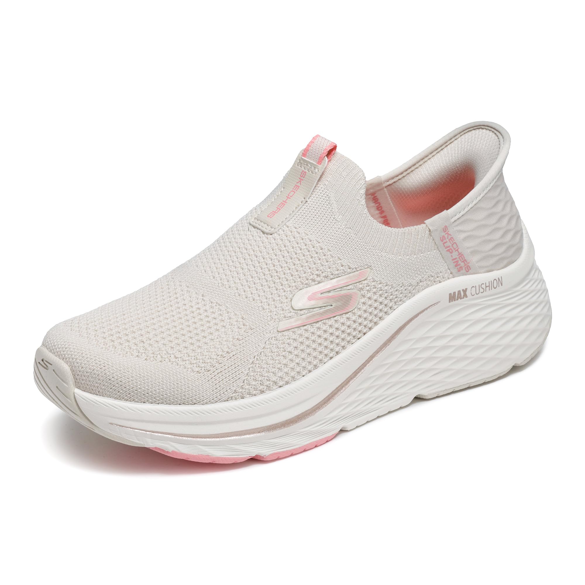 Photo 1 of Skechers Women's Max Cushioning Elite 2.0 Eternal Hands Free Slip-ins Sneaker, Natural/Pink, 8