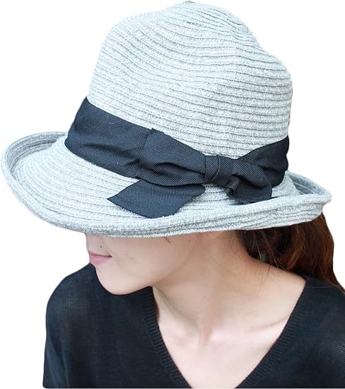 Amazon グレー オリエントハット Orient Hat 大人 リボン ペーパーニット クロッシェハット レディース Uvカット つば広 つば広ハット カプリーヌハット 麦わら帽子 ハット 女優帽 中折れ 帽子 サファリハット キャペリンハット Tor101s ｆ Gy ハット 通販