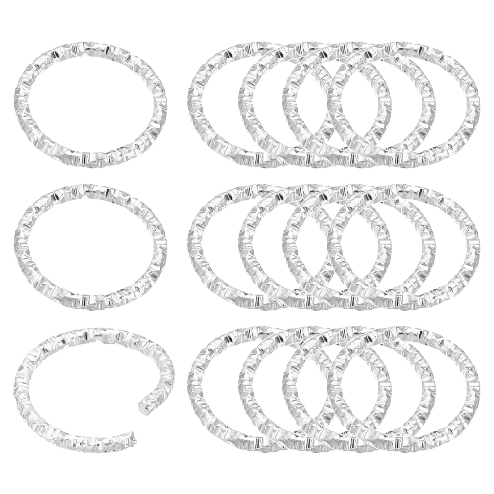 PATIKIL 1.2 x 12mm Wine Glass Charm Ring, 200 Pack Metal Earring Beading Hoop Twisted Open Jump Rings, Silver