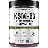 Jacked Factory Ashwagandha Gummies - KSM 66 Ashwagandha Gummies (600mg Per Serving) - Enhance Cognitive Function, Boost Mood, and Promote Hormonal Balance - 120 Gummies, Cherry Splash