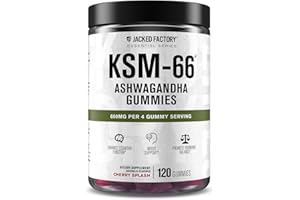 Jacked Factory Ashwagandha Gummies - KSM 66 Ashwagandha Gummies (600mg Per Serving) - Enhance Cognitive Function, Boost Mood, and Promote Hormonal Balance - 120 Gummies, Cherry Splash