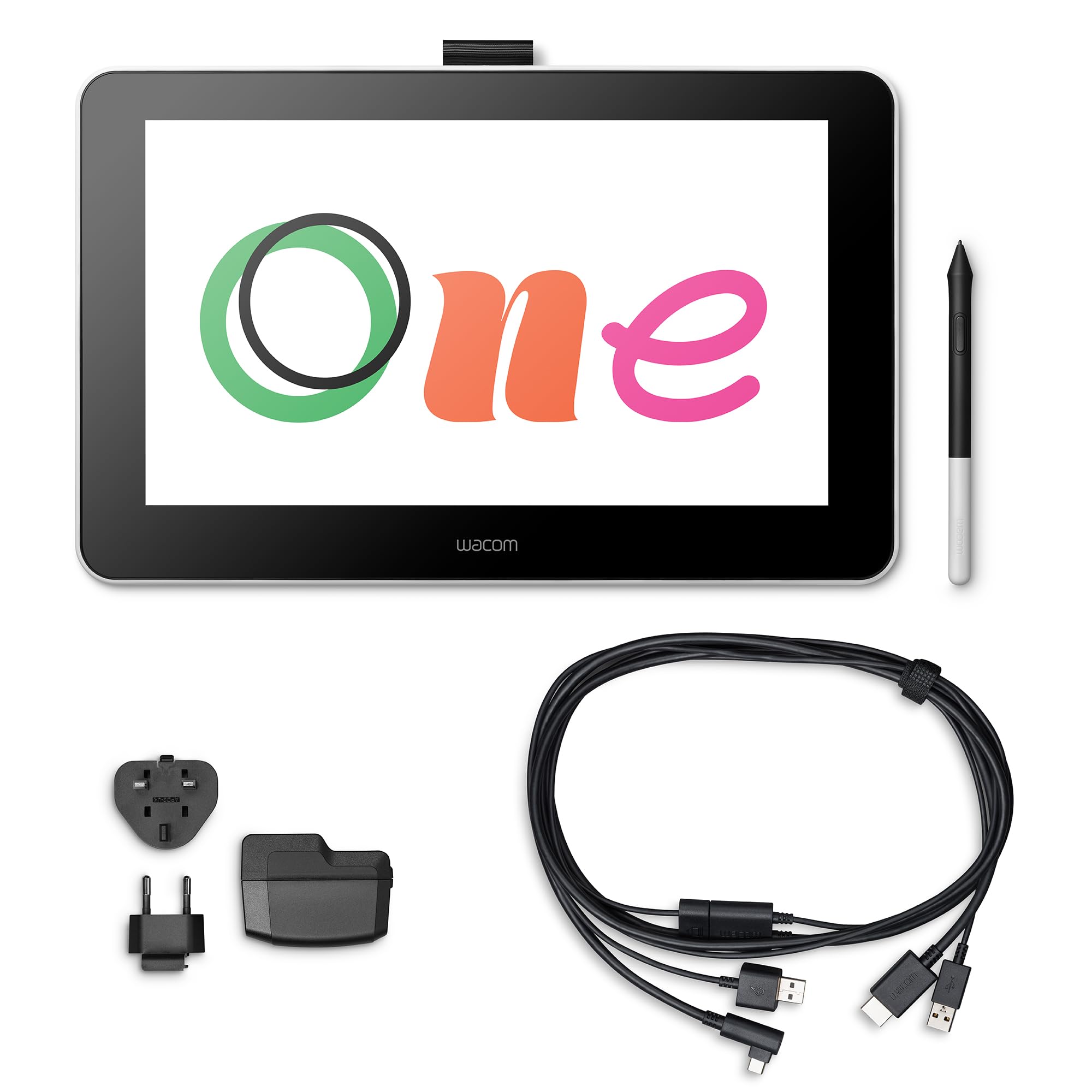 Wacom One Gen 1 – Drawing Tablet with Screen, Stylus Pen Battery-free & Pressure-sensitive, Compatible with Windows, Mac & Android, Full HD Resolution, Perfect Tablet for Drawing or Remote Working