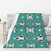 Throw Blanket for Couch Sofa and Bed - Fashion Lightweight Soft Comfy Modern Drone White Print Fuzzy Throw Blanket, Warm Cozy Plush Flannel Throws for All Season