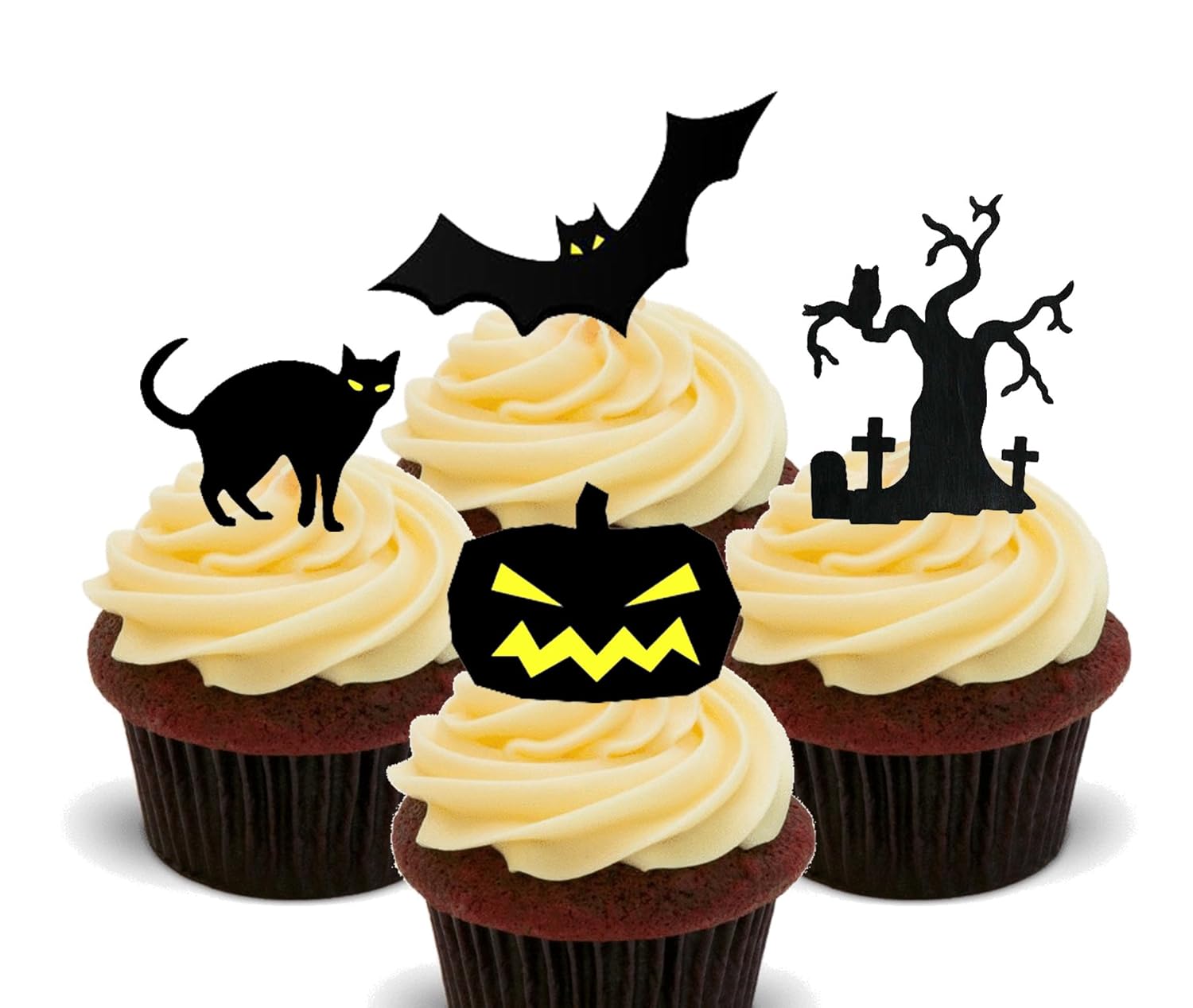 Accessoires De Decoration Figurines Pour Gateaux Decorations Comestibles Pour Petits Gateaux Decorations Dhalloween Comestibles En Gaufrette Pour Gateaux Silhouettes Effrayantes Pack Of 12 Napravi Rs