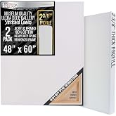 U.S. Art Supply Stretched Canvas for Painting 48" x 60" 2-3/8" Extra Deep | Museum Profile, 17oz Acrylic Gesso Triple Primed, Gallery-Style (2 Pack), 100% Cotton, Art Canvases for Painting, Epoxy Resin