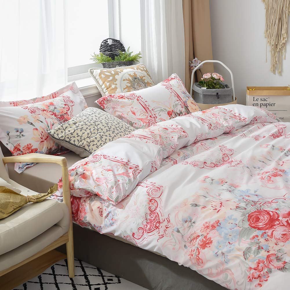 MH MYLUNE HOME Duvet Cover 3 Pieces Set- Ultra Soft Double Brushed Printed Microfiber Comforter Cover with 2 Pillow Case