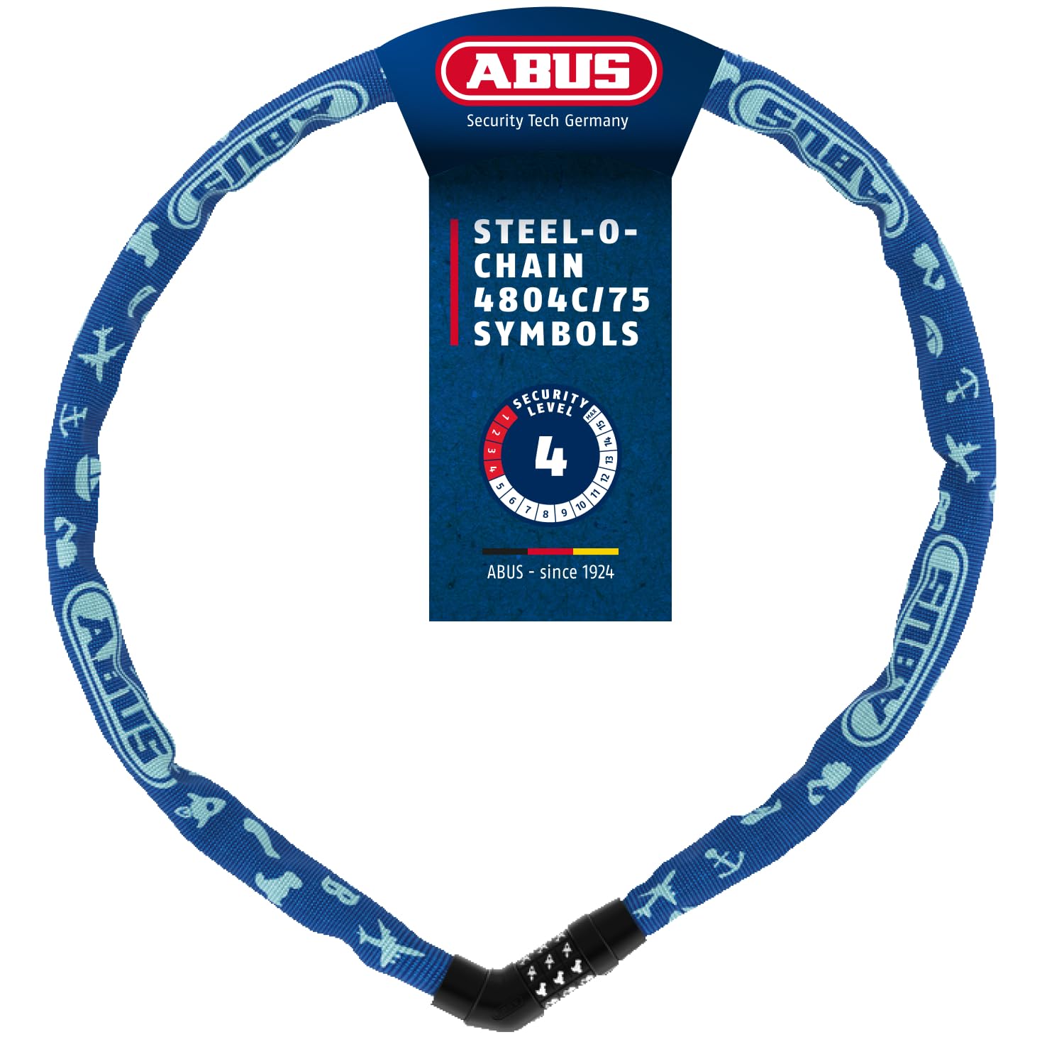 ABUS Steel-O-Chain 4804C SYMBOLS chain lock – combination lock for children’s bikes – ABUS Security Level 4