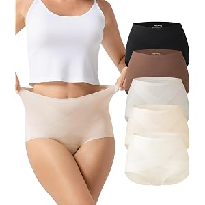 DAVID ARCHY Women's Seamless Underwear, 5-Pack Buttery Soft High Waist Panties, Tummy Full Coverage No Show Invisible Briefs