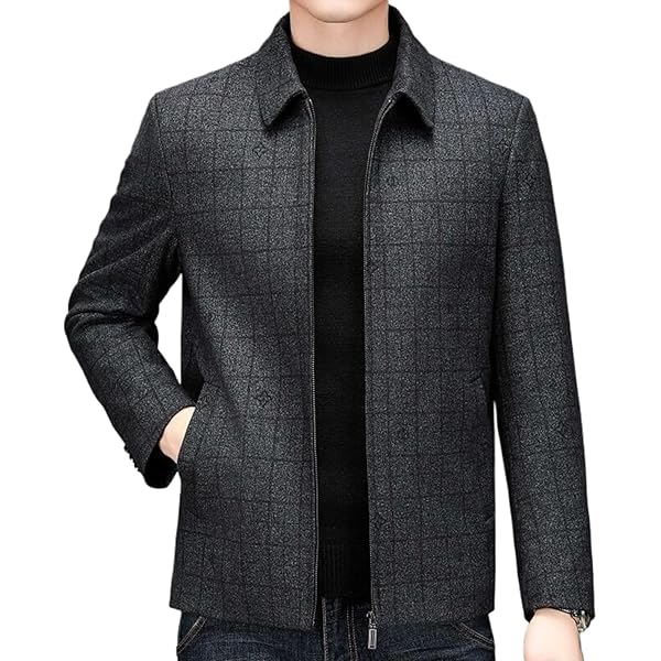 SSLR Men's Slim Fit Wool Pea Coat British Single Breasted