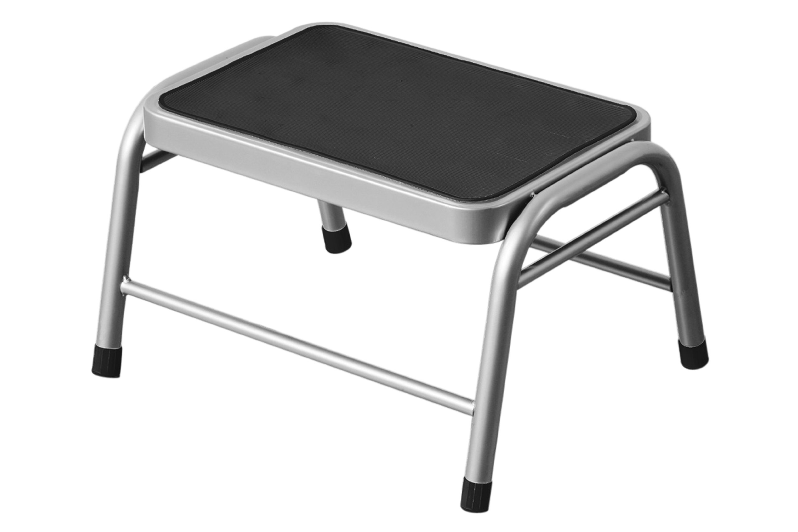 Premier Housewares Leecroft Metal Step-up Stool, Silver, H25 x W43 x D35cm