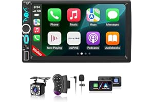Wireless Double Din Car Stereo Apple Carplay Radio Screen for Car Audio Receivers, Bluetooth Car Play Android Auto 7" Touchsc