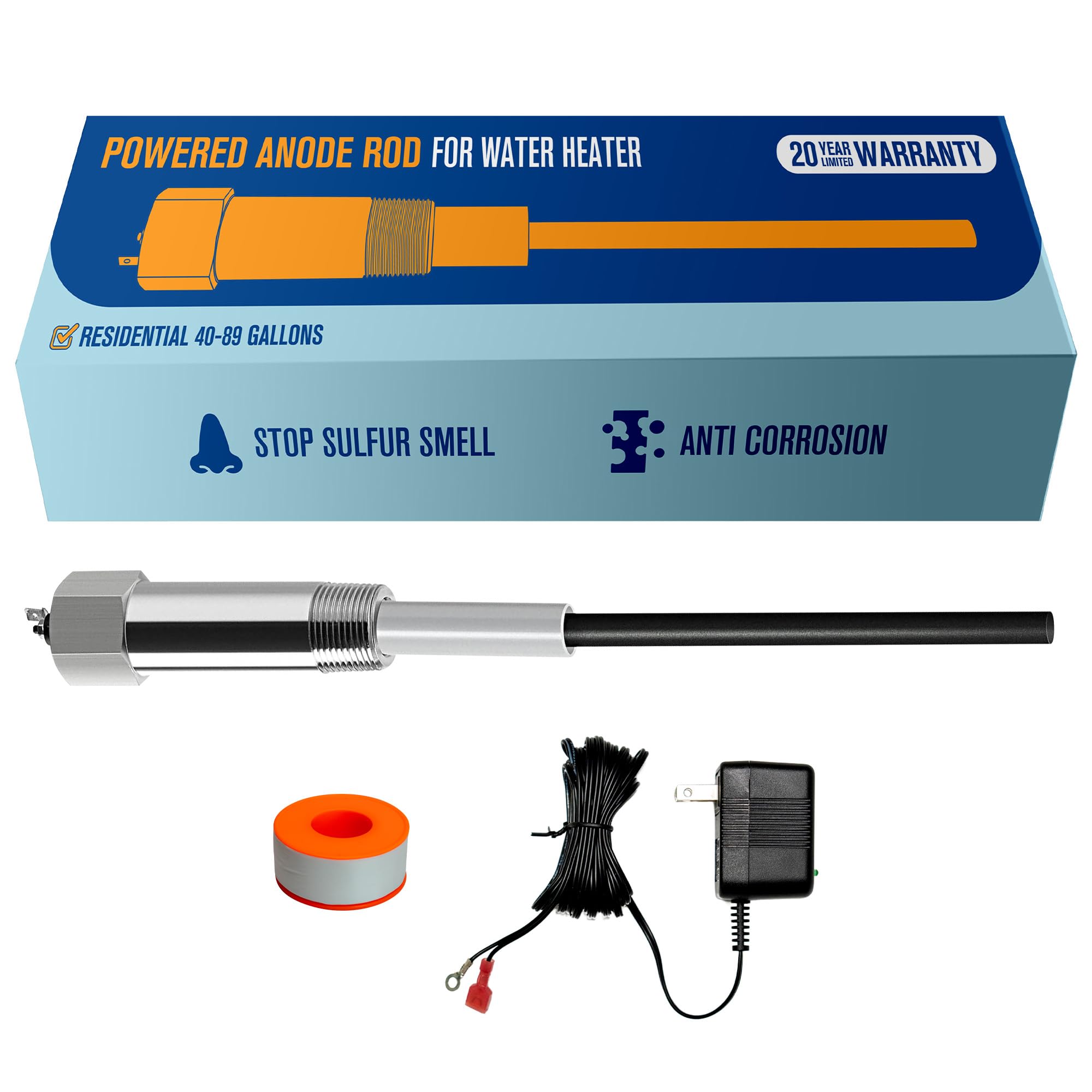 Photo 1 of HertzEagle Powered Anode Rod for Water Heater, Electric Anode Rod for Water Heater, Eliminate Sulfur Smell in Well Water, Eliminate Rotten Egg Smell in Water, for 40-89 Gallon Except Bradford White