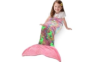 Catalonia Kids Mermaid Tail Blanket, Cozy Mermaid Sleeping Bag, Fish Scale Pattern