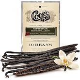 Organic Madagascar Vanilla Beans, Grade A Whole Pods, Cook's, 10 Count | 5-7 inch plump pods | Packed with black seeds | Make