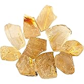 CRYSTALINES (10pcs Natural Raw Golden Rutilated Quartz Gemstone, Wicca & Reiki Healing Crystals, Wholesale Bulk Rough Stones, Loose Supplies, DIY Crafting Jewelry Making, Gem Collection