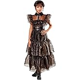 Wednesday TV Series: Wednesday Addams Costume Rave 'n Dance Dress for Kids by Rubies, Girl's Medium