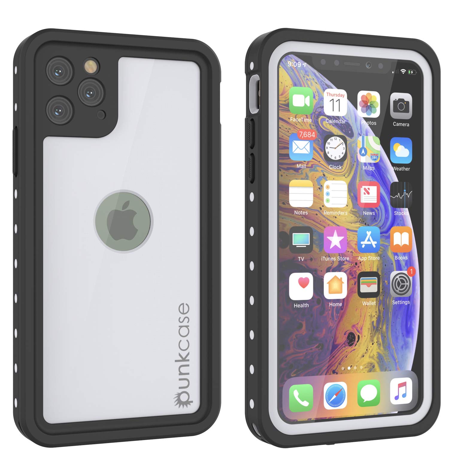 PunkCase iPhone 11 Pro Waterproof Case [StudStar Series] [Slim Fit] [IP68 Certified] [Shockproof][Dirtproof][Snowproof] 360 Full Body Armor Cover Compatible With Apple iPhone 11 Pro (5.8") [White]