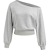 CIDER Off Shoulder Sweatshirt for Women Basic Casual Long Sleeve Pullover Fall Fashion