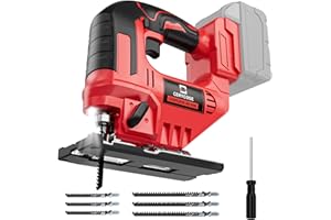 Cerycose Jigsaw Compatible With Milwaukee 18V, Cordless jigsaw tool, Brushless Motor, 0°- 45° Bevel Cuts, LED Light with 3 Position Orbital Setting for Straight/Curve/Bevel/Circle Cutting (NO Battery)