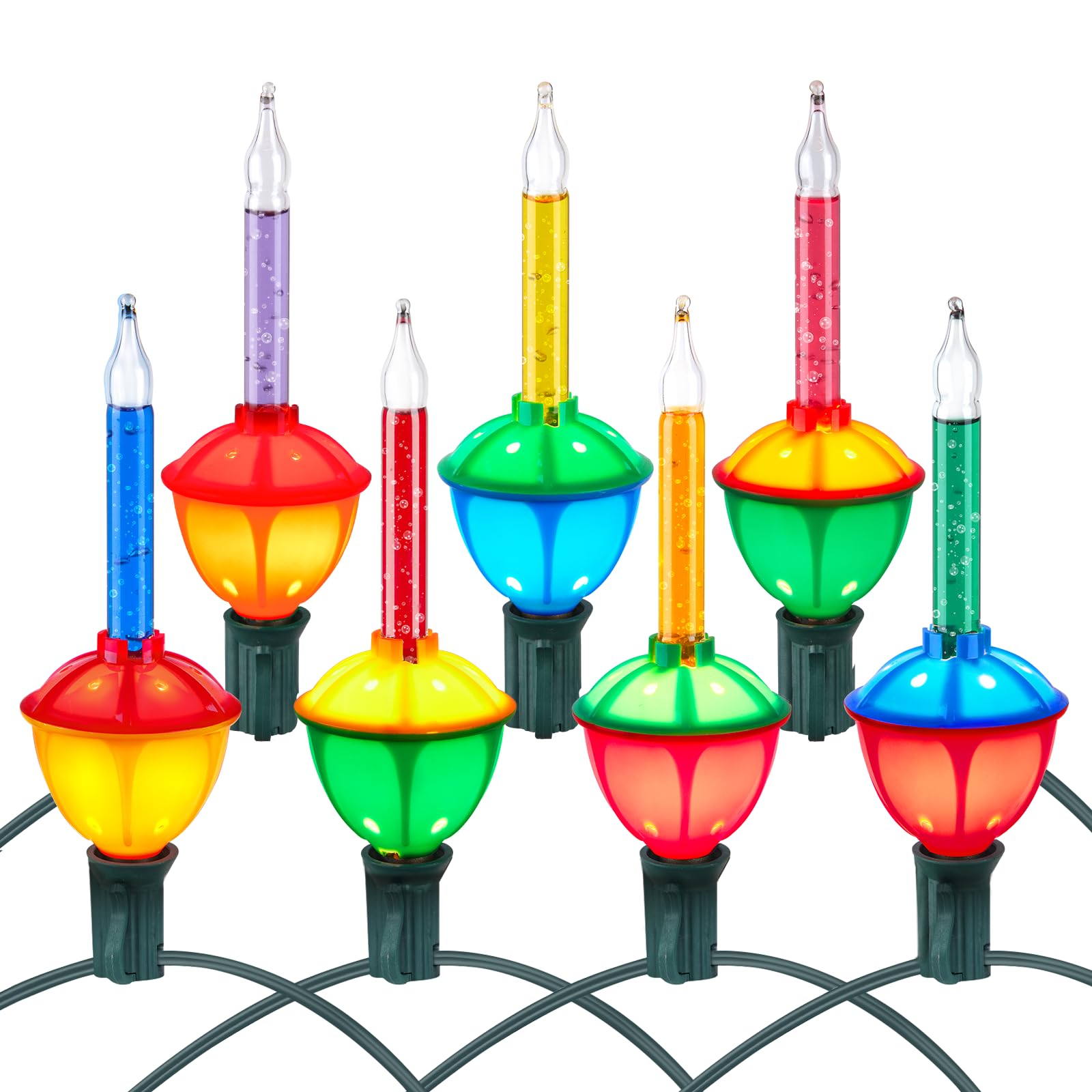 Brightown Bubble String Lights - 6.5ft 9 Counts Christmas Light Bulb, Traditional Multicolor Bubble Lights for Christmas Tree Holiday Celebrations Lighting, 7 Colors Image