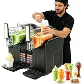 Fast Cooling 430W Double Tank Slushy Frozen Drink Maker,7-in-1 Soft Serve Ice Cream Slushie Machine,Ideal for Making Milkshake Cocktail at Home &amp; Commercial(Black)