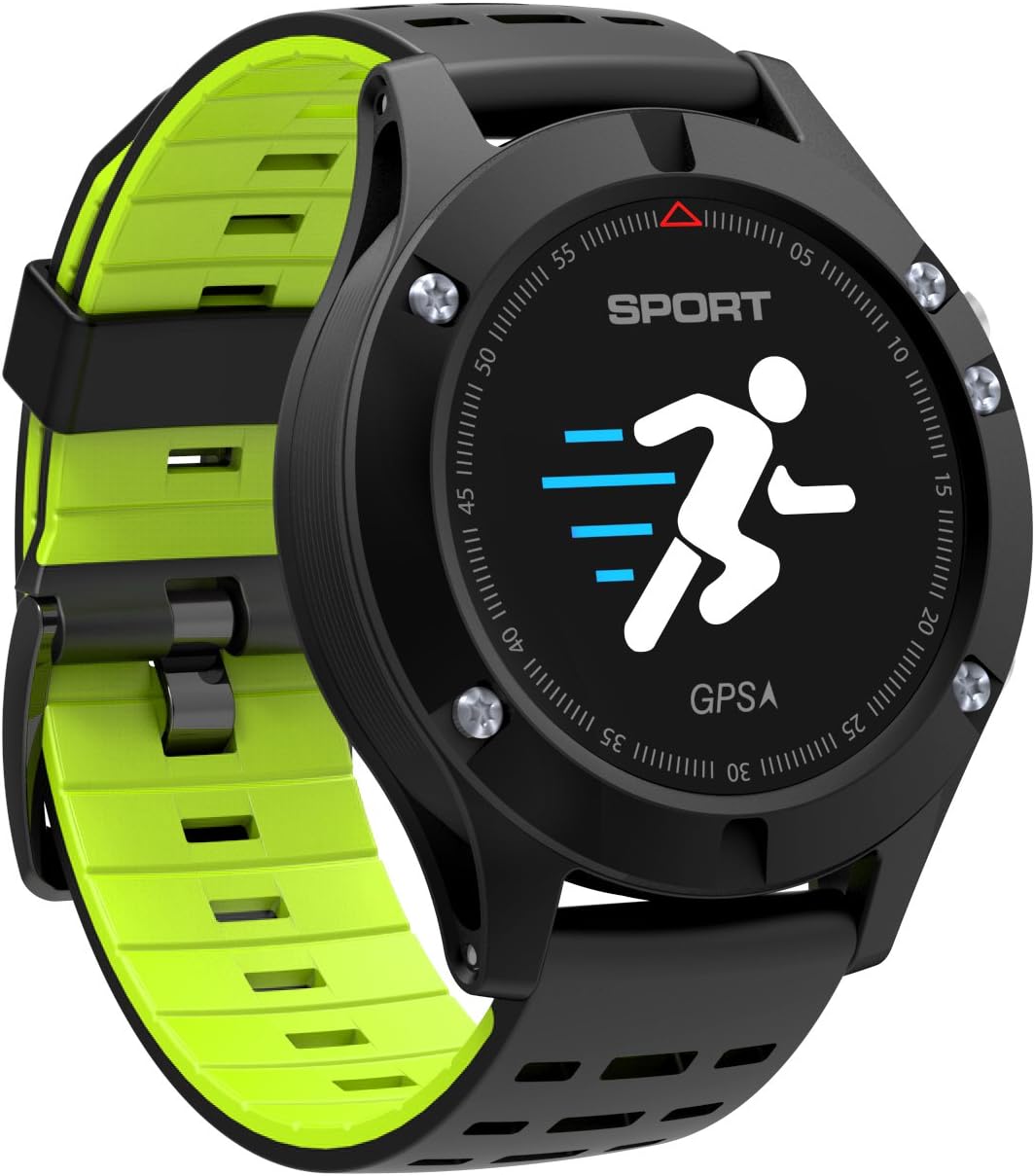 GZCRDZ New No.1 F5 GPS Smart Watch Altimeter Barometer Thermometer Bluetooth 4.2 Smartwatch Wearable Devices for iOS Android (Green)