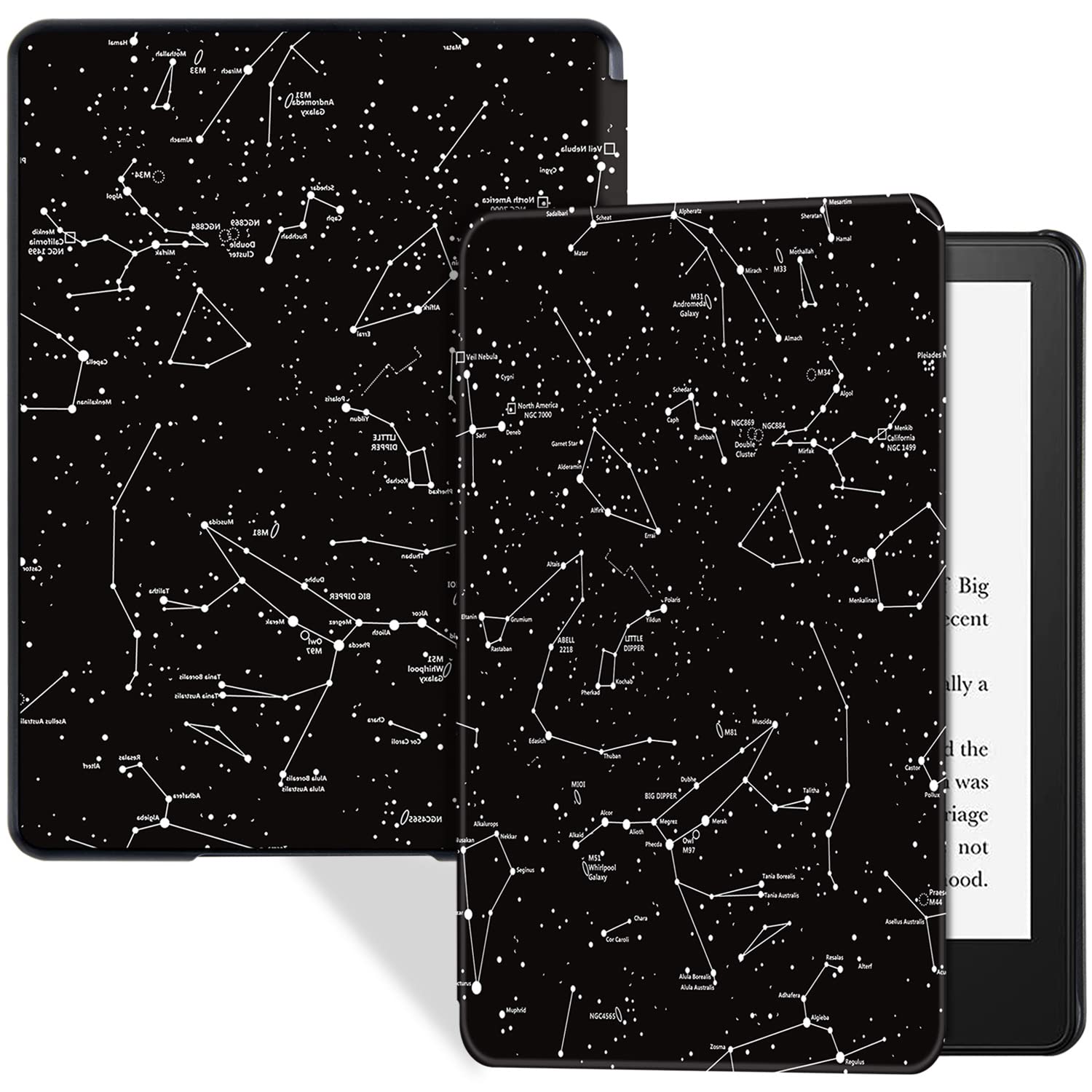 BOZHUORUI Slim Case for Kindle Paperwhite 11th Generation and Kindle Paperwhite Signature Edition eReader (6.8 inch, 2021 Release) - PU Leather Lightweight Cover with Auto Wake/Sleep (Constellation)
