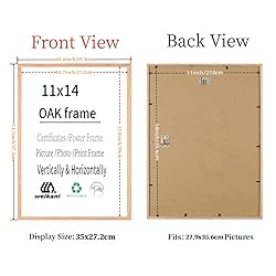Weikani 11x14 OAK Wood Picture Frame,3 Pack Wood