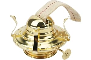 SWATOM Oil Lamp Burner #2 Brass Plated Oil Lamp Replacement with Wick 3” Base Lamp Chimney Holder for Vintage Kerosene Hurricane Antique Lamp