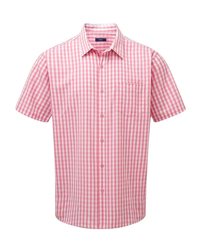 Cotton Traders Mens Button Down Short_Sleeve Casual Classic Checkered